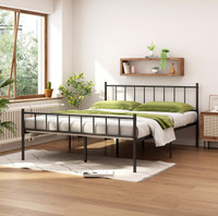 Full Size Metal Platform Bed Frame with Heavy Duty Steel Slat Su