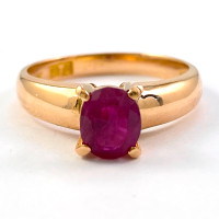 18k Yellow Gold Ruby Solitaire Ring 1.05ct (estate 00023085)