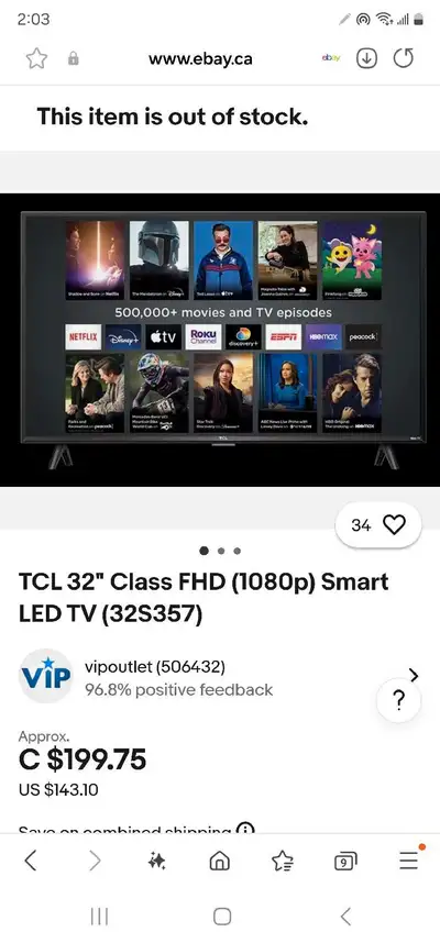 32" TCL 1080P ROKU SMART TV SALE!, View more
