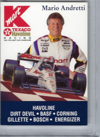 Mario Andretti 1992 Kmart Collectible Car Racing Card + vhs