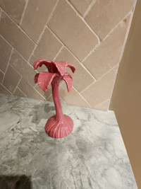 Beautiful Fitz and Floyd Pink Palm Tree taper candle holder