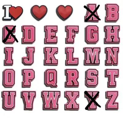 Crocs Shoe Charms (Jibbitz) - Pink Hearts & Alphabets, View more