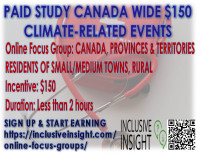 PAID STUDY CANADA WIDE $150 CLIMATE-RELATED EVENTS NB1