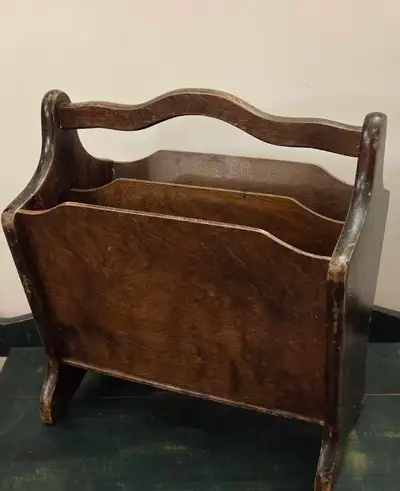 Vintage MCM SOLID WOOD MAGAZINE RACK 2 Sided, View more