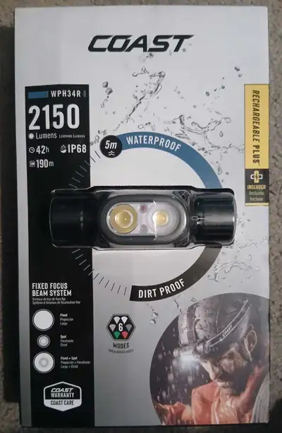 Coast WPH34R Rechargeable Headlamp, View more