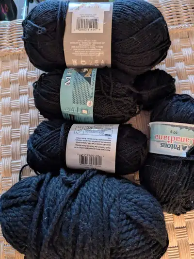 Five and half balls acrylic yarn, various, one is chunky