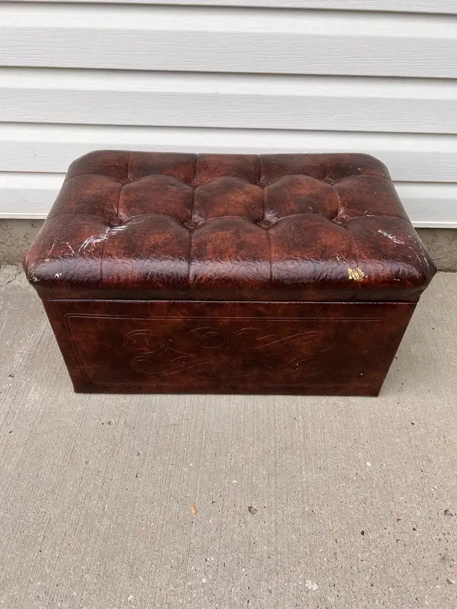 Faux Leather Storage Ottoman in Bookcases & Shelving Units in Edmonton - Image 2