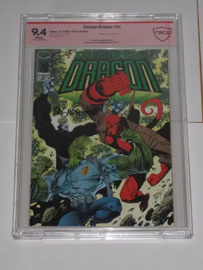Savage Dragon#34 9.4 Hellboy! Signed Larsen & Mignola comic book, View more