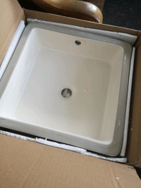NEW U1414-White Square Undermount Porcelain Sink