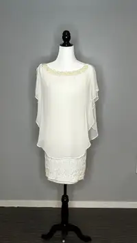 White dress mid length, size 4