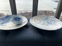 Large blue marble serving trays
