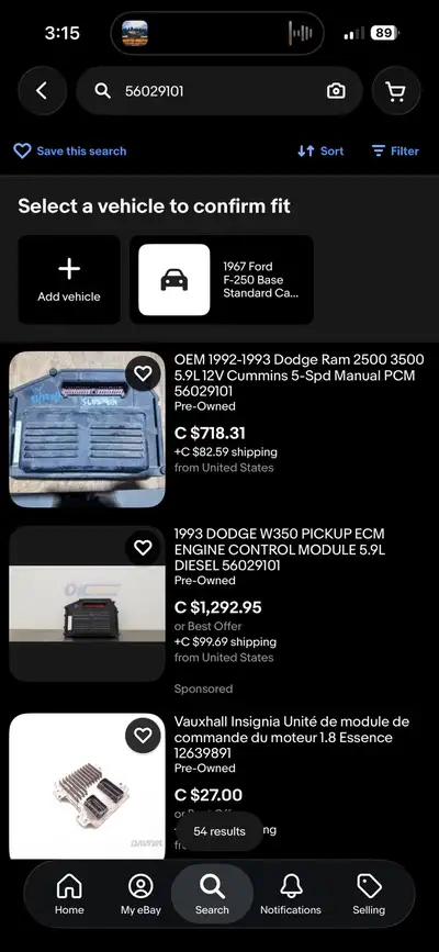 Selling 1993 ECM Computer for a 1993 Dodge with a 12 valve Cummins. Truck was a 5 speed Getrag. Sell...