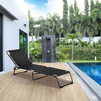 Outdoor Folding Lounge Chair, 4-Level Adjustable Chaise Lounge