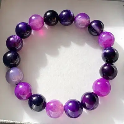 10mm Purple Banded Agate Unisex | Natural Stone Bracelet, View more