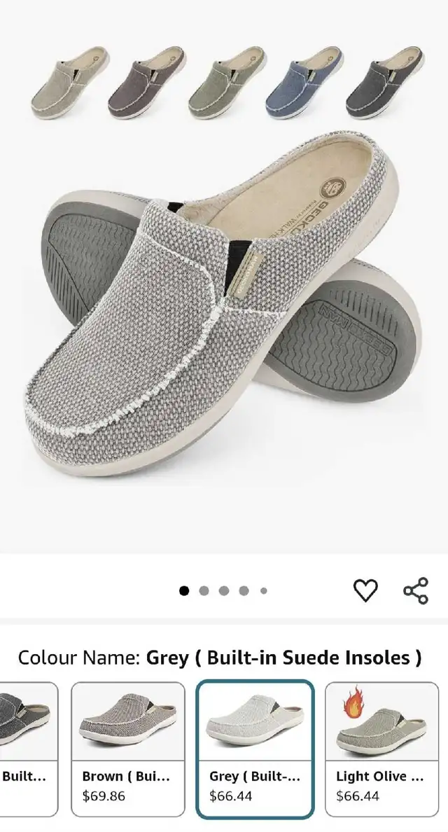 Size 8 Mens Slippers with Arch Support, Canvas in Men's Shoes in Lethbridge - Image 5