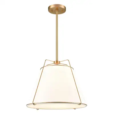 NEW Light Society 15 Inch 1-Light Brass Chandelier White Shade, View more