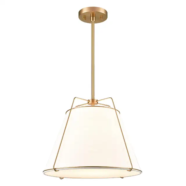 NEW Light Society 15 Inch 1-Light Brass Chandelier White Shade in Indoor Lighting & Fans in London - Image 2