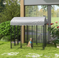 Pawhut 6' x 4' x 6' Large Outdoor Dog Kennel Steel Fence with UV