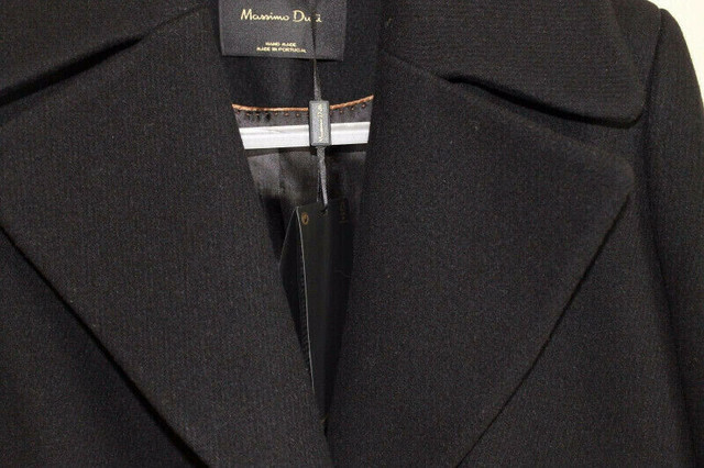Massimo Dutti Zara Group Black Leather Detail Wool Coat Size 4 dans Femmes - Hauts et vêtements d'extérieur  à Ville de Montréal - Image 3