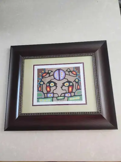 This is a beautiful, framed fine art reproduction of 'Woodland Brothers' by Anishinaabe artist Chris...