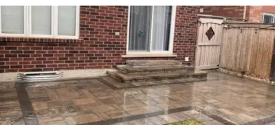 Interlocking installation - driveway walkways patio steps sodding Sod removal and installation Text...
