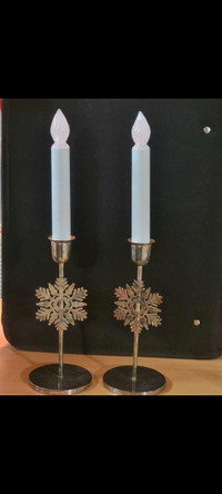 BNIB- New- Candle Lamp set - Battery Operated. Stee - decore