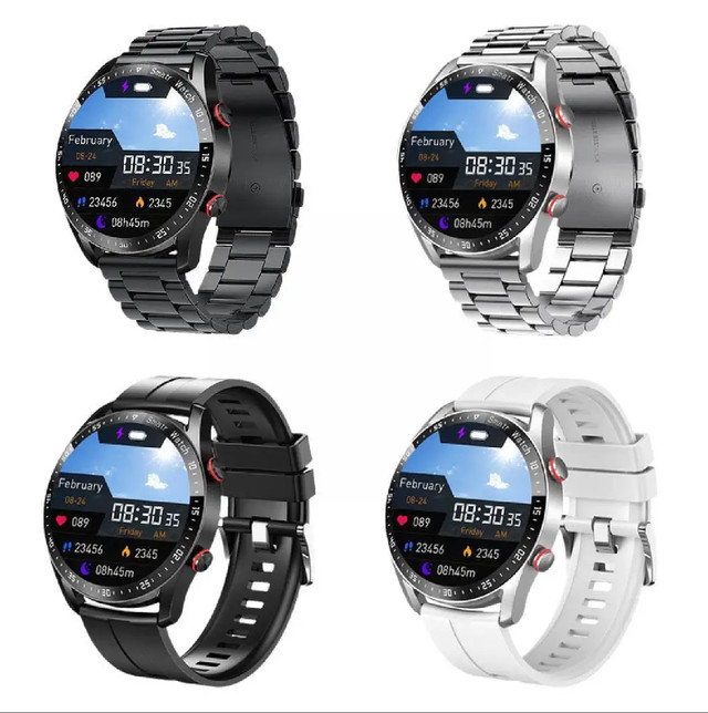 Smartwatch new/Montre intelligente neuve acier+silicone - Argent dans Bijoux et montres  à Ville de Montréal - Image 4