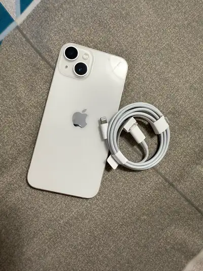 iPhone 14,128gb ,white with cable + case, View more