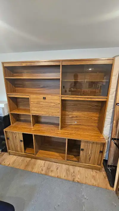 Wooden Wall Unit with Display Cabinet, View more