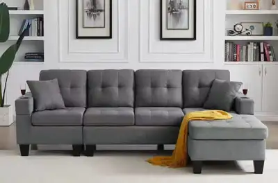 Versatile 4 seater sectional transformable sofa couch, View more
