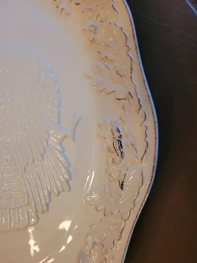 Beautiful large oval ceramic turkey platter, 19" x 15" Excellent condition, no chips or cracks or fa...