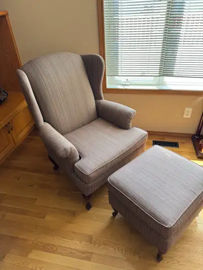 Wingback Chair and Ottoman, Both in good condition.