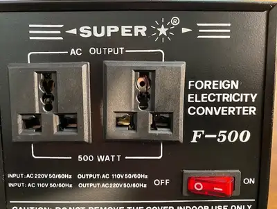 I have a 500 Watt Voltage Converter Transformer - Step Up and Step Down - 110/220, 220/110. Never be...
