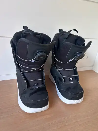 Like New- Kids Salomon snowboard boots Project BOA - Size 4, View more