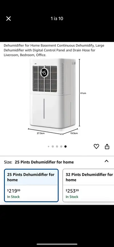 Brand New ✨ 25 Pints Smart Dehumidifier for Basement by HOGARLABS: Our state-of-the-art dehumidifier...