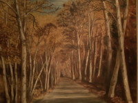REDUCED FIRST $95 ~Vintage Original Forest Painting by D Miller
