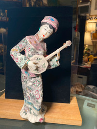 Vintage Asian Oriental Woman Girl Figurine Art Carved Resin Stat