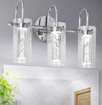 Light Dimmable Crystal Vanity Light with Glass Shade