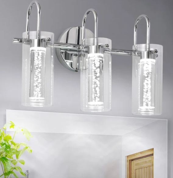Light Dimmable Crystal Vanity Light with Glass Shade in Indoor Lighting & Fans in Kitchener / Waterloo