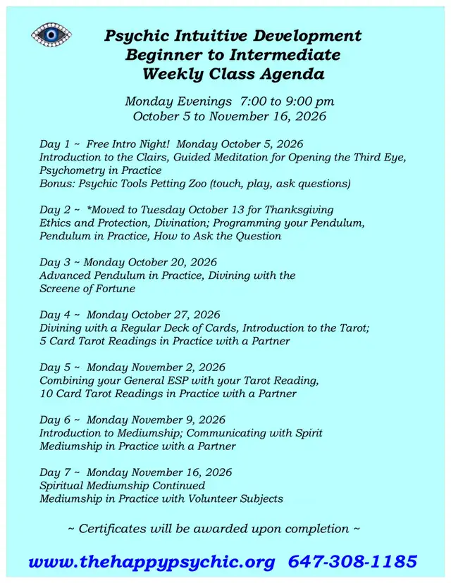 ~ New Fall Weekly Psychic Classes ~547050721022453761