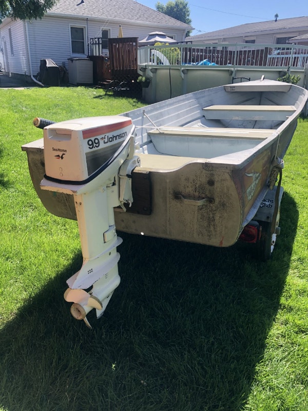 14 FT Aluminum Boat with Motor and Trailer Powerboats & Motorboats