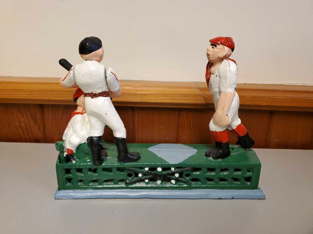 Vintage Cast Iron Mechanical Bank Baseball Hometown Battery Pitc in Toys & Games in St. Catharines - Image 3