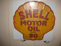 SHELL MOTOR OIL, S.A.E. 30... Embossed 'n Die-Cut Metal SIGN
