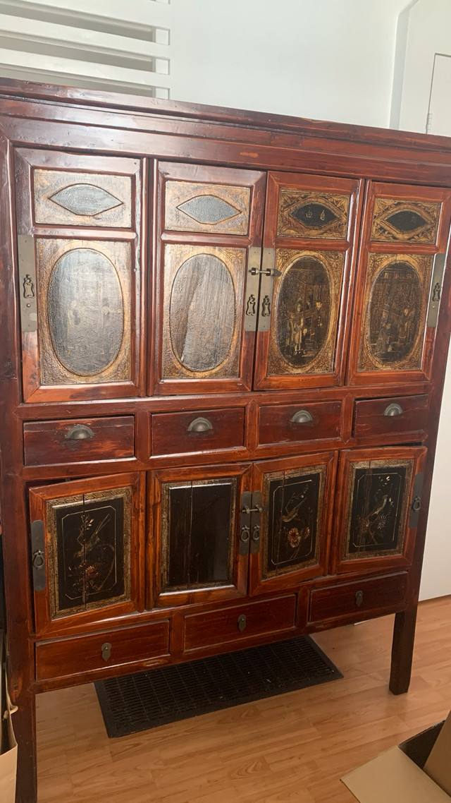Handcrafted Asian Cabinet Armoire 66x 47 x 16.5 inches in Hutches & Display Cabinets in City of Toronto - Image 3