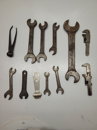 Selection of vintage hand tools wrenches