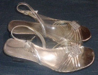 Woman's Silver Open Toe Dress Shoes Size: 9