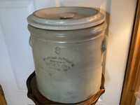 1880’s 3 Gallon Belleville Pottery Hart Bros & Lazier Crock 