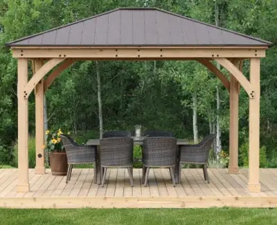 *PACKAGED DEAL* 12x14 Cedar Wood Gazebo with Aluminum Roof Limited time deal 100% FSC Certified Ceda...
