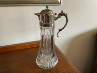 Vintage glass and silver CARAFE  / Decanter -for water or drinks