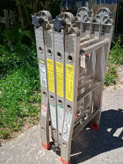 12 foot aluminum combination ladder heavy-duty, CSA-approved that converts from a 12-foot straight e...